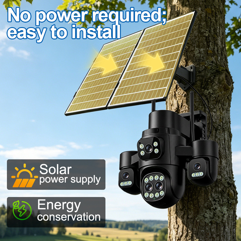 Hieasy cuatro imágenes 18X zoom 24h monitor 360 remoto 4G inteligente visión nocturna AOV cámara solar