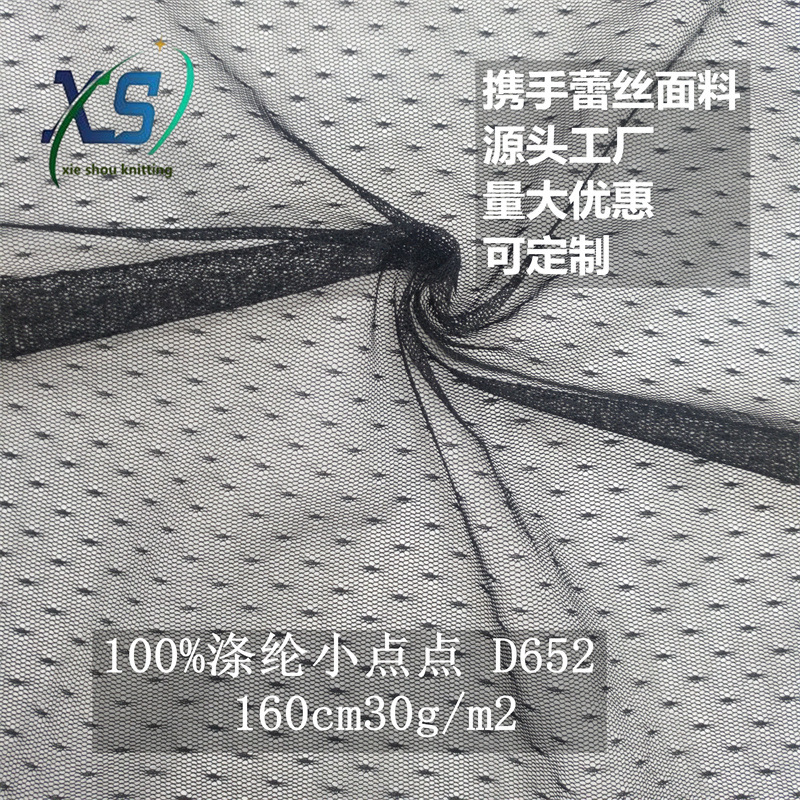 源头工厂批发蕾丝花边 点点布 女装薄纱面料涤纶小点童装舞服网纱