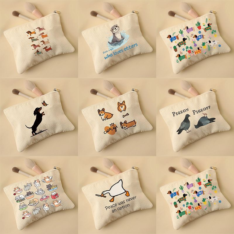 Amazon TEMU ganso cachorro animal serie patrón de velcro zipper bolsa de maquillaje ligera