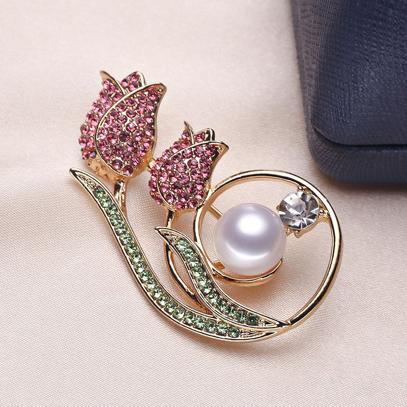 Exquisite Tulpenbrosche Für Damen Mit Perle Und Design Anstecknadel_voghion.com