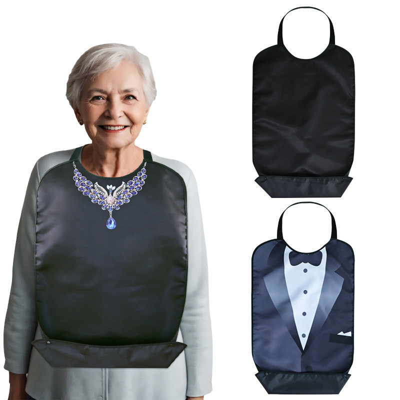 Cross-border sources of goods sell bibs for the elderly to eat double-layer elastic belts for adults waterproof and washable