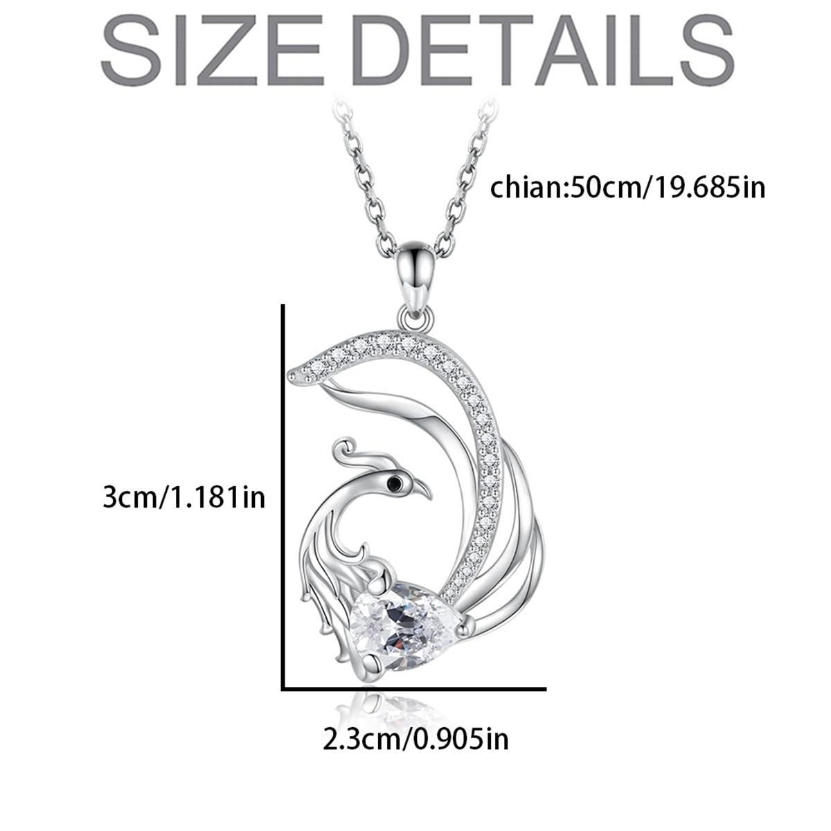 Vendita calda semplice e bella collana con ciondolo elegante a forma di fenice in cristallo bianco, gioielli da donna alla moda_voghion.com