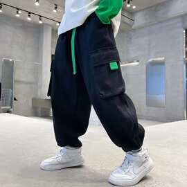 男童工装裤春秋装批发新款儿童裤子宽松休闲裤中大童斜纹运动裤子