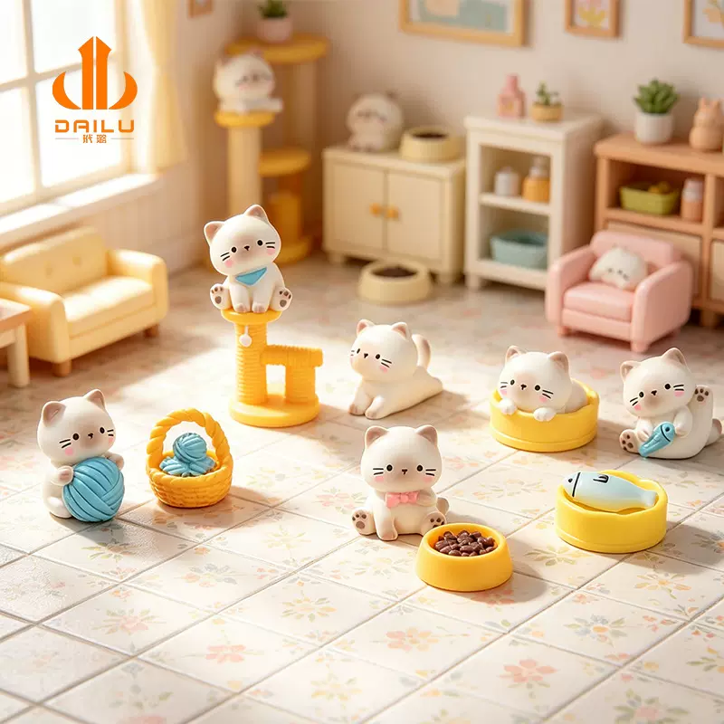 ภูมิทัศน์จิ๋วแนวสร้างสรรค์ ตุ๊กตาแมวน้อยการ์ตูนน่ารัก โมเดลสัตว์ ของตกแต่ง อุปกรณ์เสริม ของประดับโต๊ะ