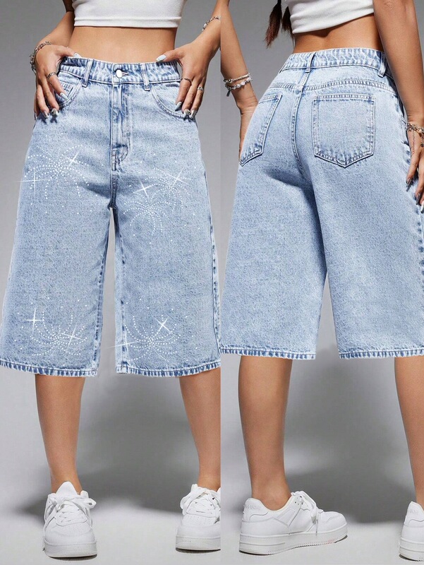Women's Casual Bermuda Denim Shorts with Pockets, Versatile Style