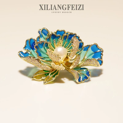 Xiliang Feizi Live Explosions National Style Enamel Color Freshwater Pearl Peony Flower Brooch Elegant Lady Corsage Accessories