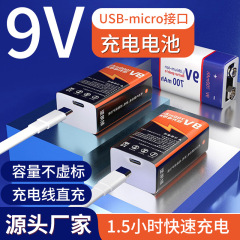9VUSB充電式電池1個9ボルト700mAh電池煙警報器マルチメーター角型リチウム電池