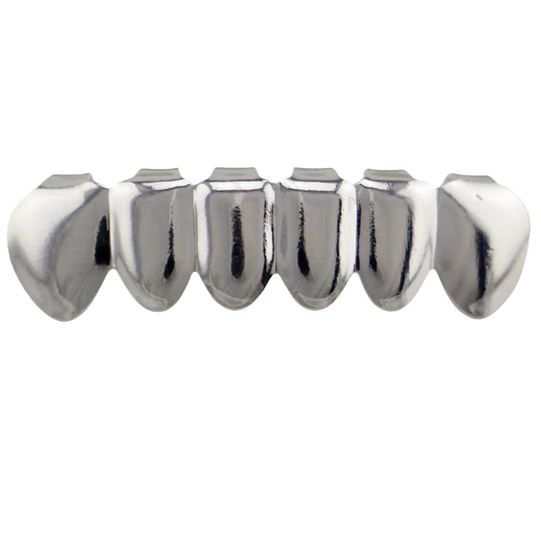 Decorative Teeth Grills, Silver-Plated Hip Hop Braces, Universal Upper & Lower Fit