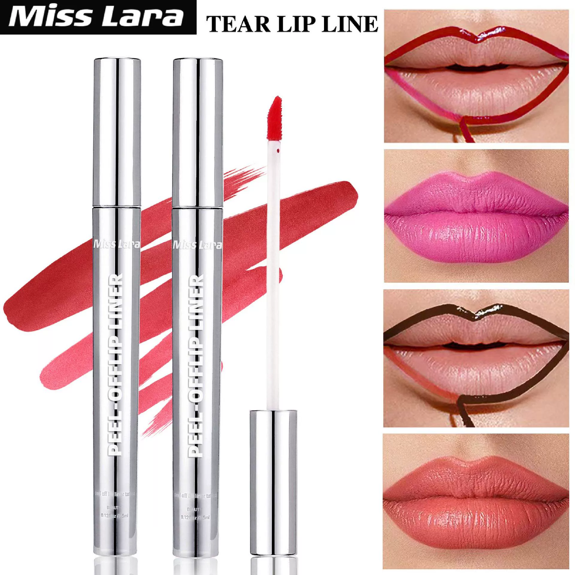 Съёмный матовый блеск для губ (Miss Lara) Tear Lip Line — карандаш-кисть и прозрачная праймер, 3,5 мл