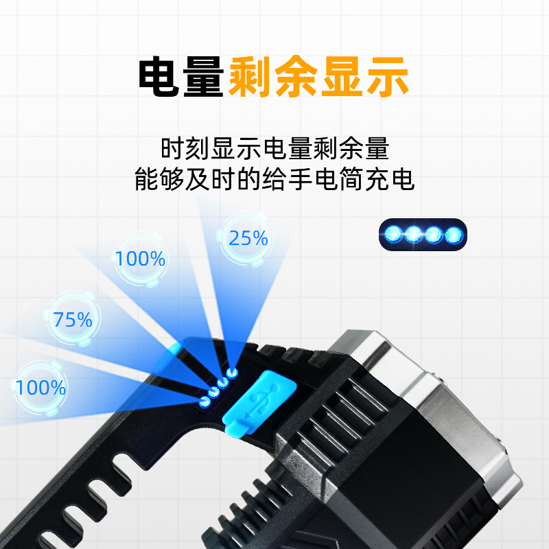 Nueva linterna LED, luz fuerte, súper brillante, carga, batería larga, luz de trabajo especial para exteriores, portátil multifuncional