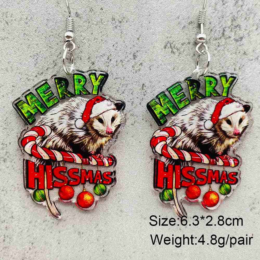 Christmas Festival Santa Claus, Gingerbread, Letter Pattern 1 Pair Christmas Cute Santa Claus Gingerbread Letter Arylic Drop Earrings
