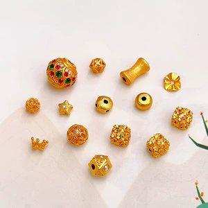 S925 ancient silver gold-plated diamond ball waist-shaped separator bead bracelet jewelry DIY accessories wholesale