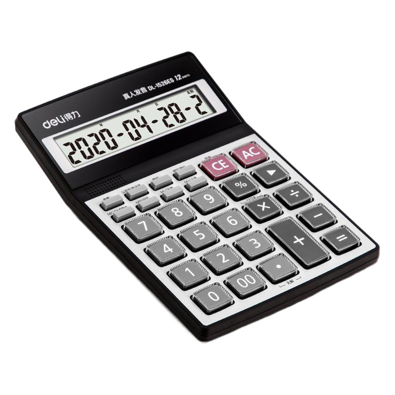 Deli 1526ES calculadora de voz computadora financiera de oficina computadora de 12 bits botón grande pantalla grande