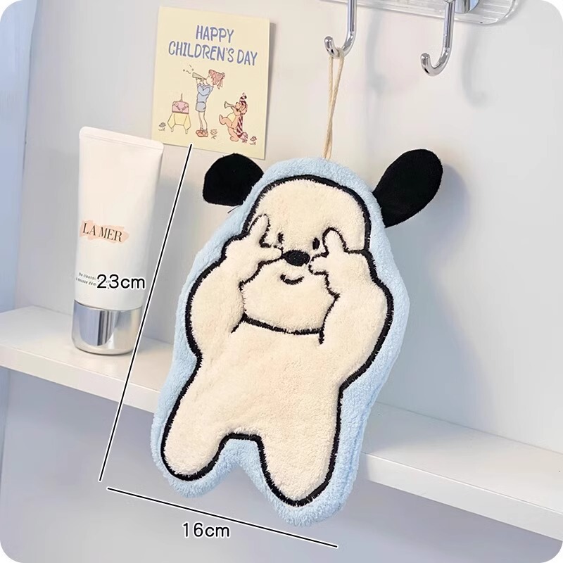 かわいい漫画刺繍コーラルベルベットワイプ家庭用キッチンタオルトイレ子供手洗い强い吸水ワイプタオル|undefined
