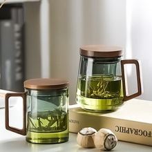 茶水分离泡茶杯三件杯待客办公高硼硅玻璃杯简约耐高温花茶泡茶杯