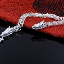 盛兴厂家纯银批发 990纯银手链 纯银龙头手链男士手链霸气民族风