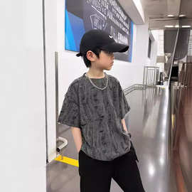 儿童夏季乞丐风欧美破洞短袖T恤男童潮酷炸街个性破烂半袖中童t恤