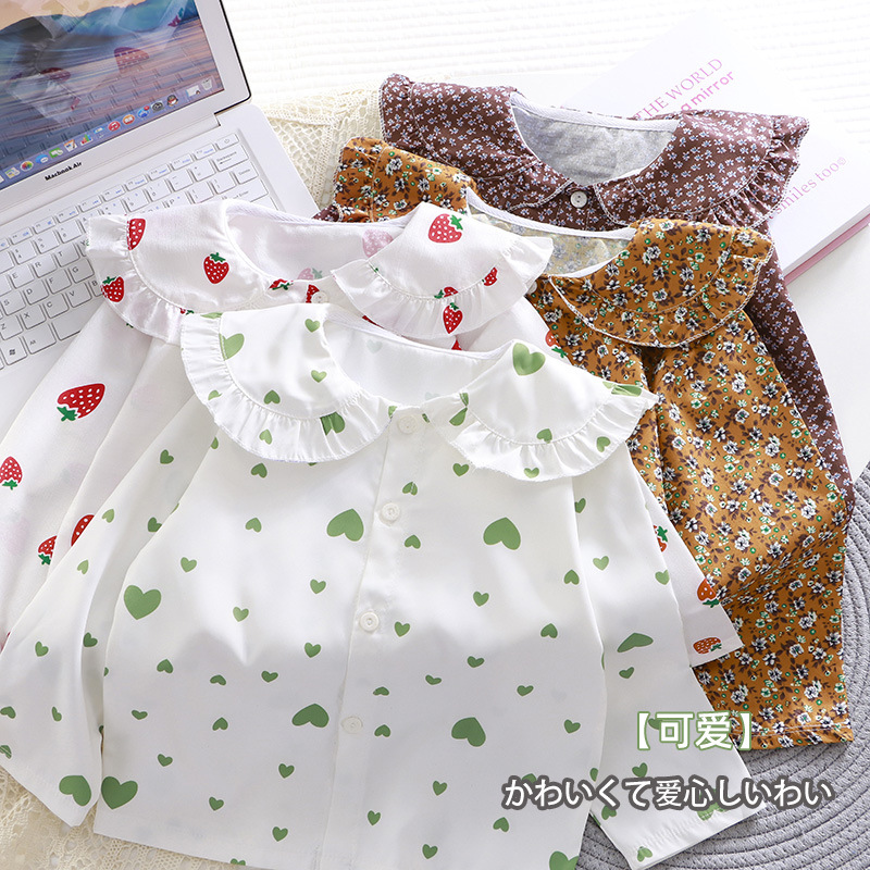 Camisas de niñas 2025, nuevas camisas coreanas de estilo extranjero, ropa de otoño para bebés, mangas largas, ropa de princesa de chicas de polo delgada