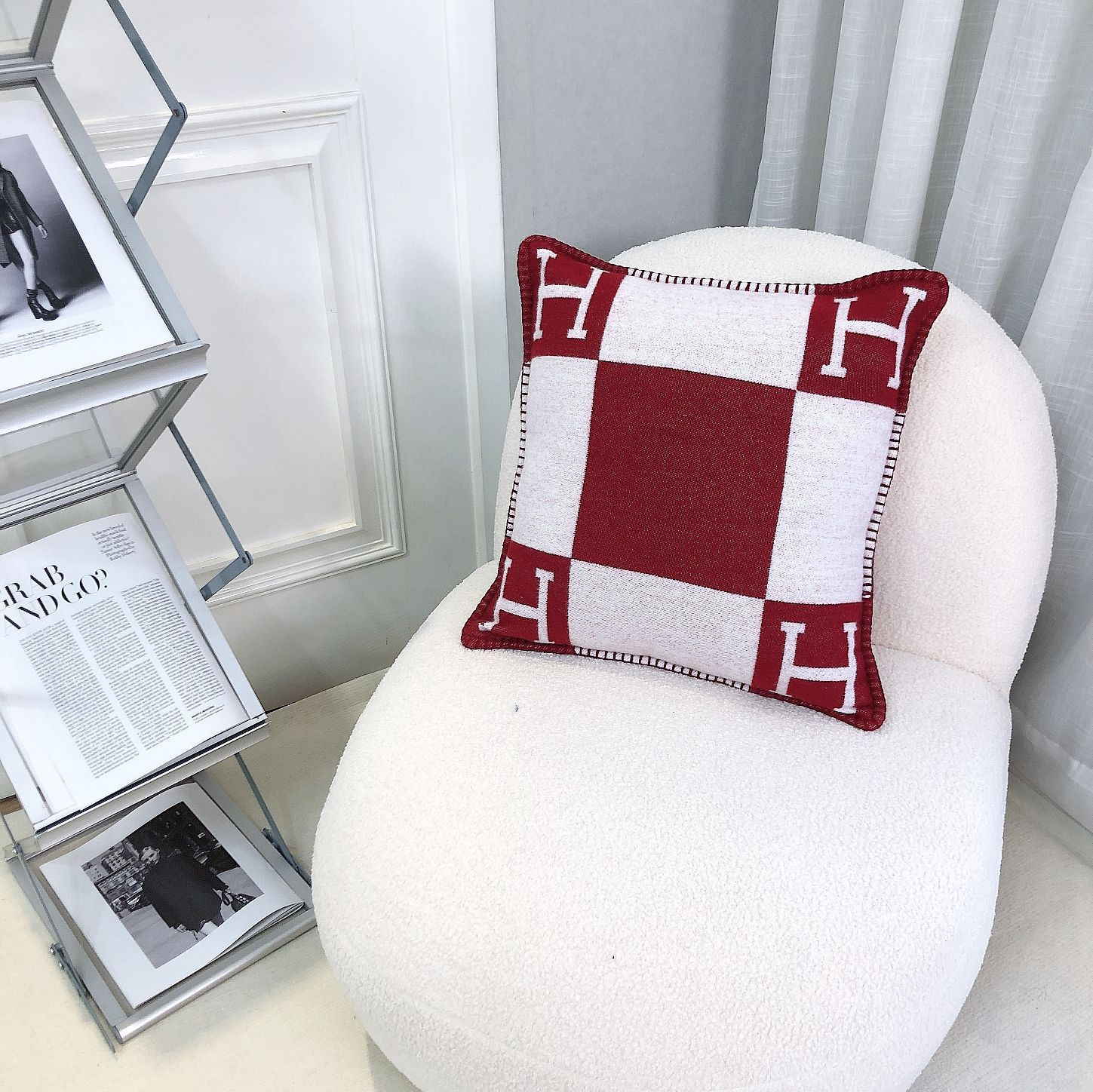 Amazon H 枕北欧モデルルーム昼休みソファクッション車の腰サポート背もたれクッションニット枕カバー