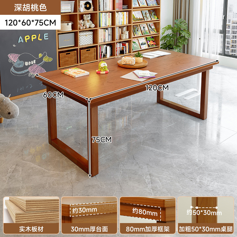 Mesa de escritorio de madera maciza para la sala de estar, escritorio largo, escritorio de lectura, escritorio de estudio, escritorio de computadora de barra larga para dos personas