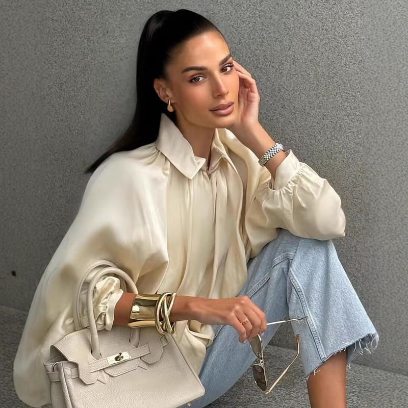 Za Cross-Border Casual Style Foreign Trade Supply 2025 Spring New Fashion Loose Batwing Sleeve Puffy Bomber Jacket