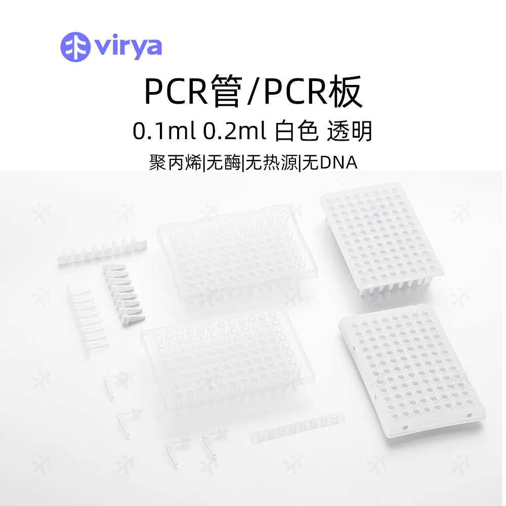 Virya  0.1mlPCR 8联排管盖，孔型平盖，透明管,125支/包,10包/箱