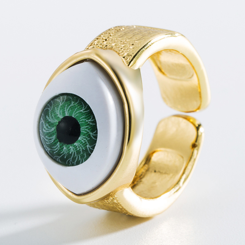 Moda Ojos En Forma De Corazón Concha De Cobre Anillo Abierto De Circonita Con Incrustaciones Micro display picture 6