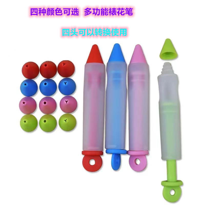 4-Head Silicone Decorating Pen Cookie Cake Pen Writing Pen Milking Nipple Chocolate Cream Gun Baking Decoration Tool