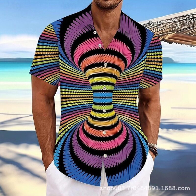 2025 Men's T-Shirt Color Series 3D Printed Short Sleeve Aliexpress Direct Sales Men's Shirt Anti-Uv Anti-Uvb