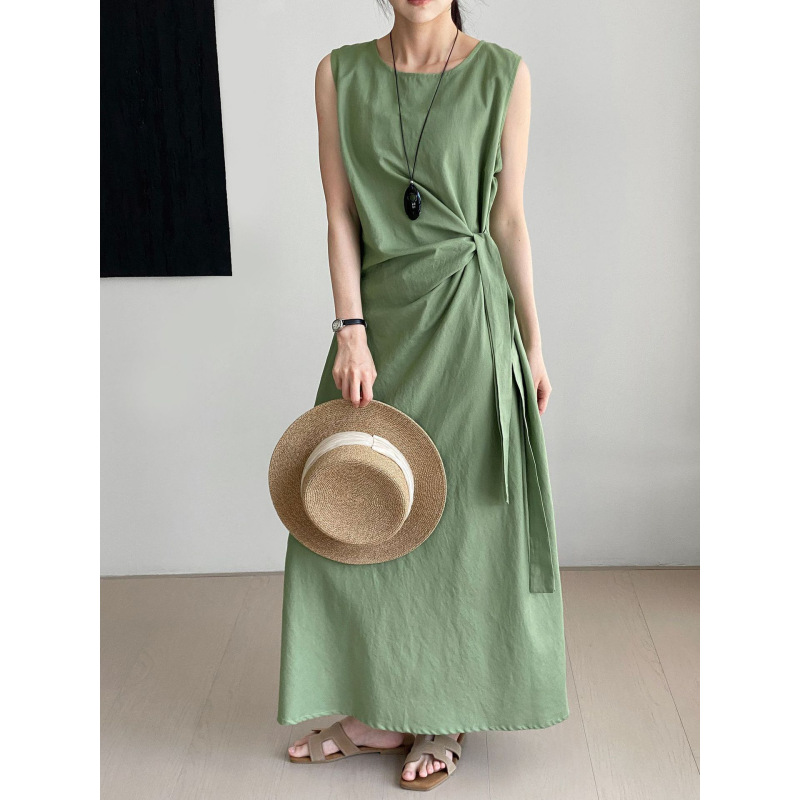 So, What about the Bright Matcha Green Summer Linen Sleeveless Tank Dress for Women, French-Style Waist-Cinching Tie Dress 6111?