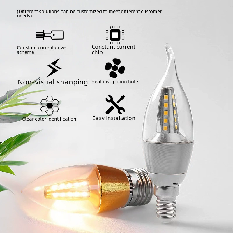 LED свеча, лампа, потолочный светильник, источник света, с винтовым цоколем, три цвета