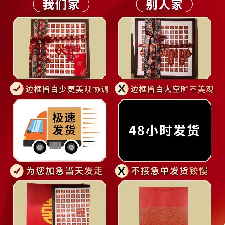 百喜图临摹手写diy喜字相框送新人闺蜜订婚结婚礼品新婚创意礼物|undefined