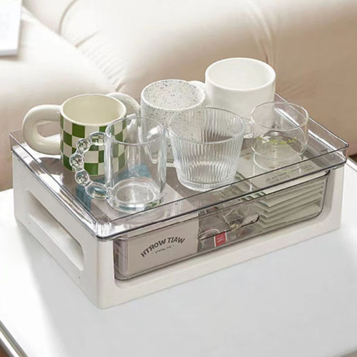Stackable double-layer water cup storage rack ins style desktop tea bag storage rack drawer-type capsule coffee storage rack