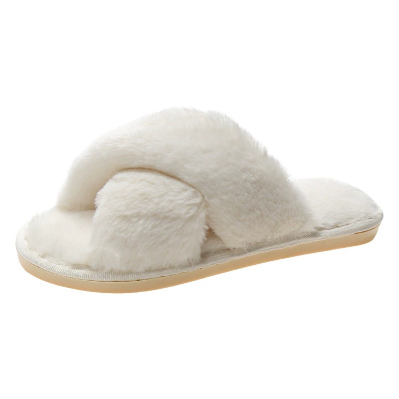 2025 осенне-зимний женский модный пояс с открытым отверстием сплошной цвет минималистский плюшевый домашний хлопок тапочки через границу