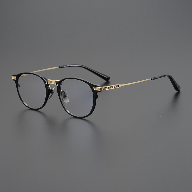 Versatile Minimalist New Pure Titanium Eyeglass Frames, Popular Online, Retro Business Style, Unisex, Round, Ultra-light, Suitable For_voghion.com