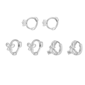 S999 plata de ley lazo oreja cautiva aretes perforados en las orejas hebillas de las orejas para dormir sin orejas aretes de circón de nicho