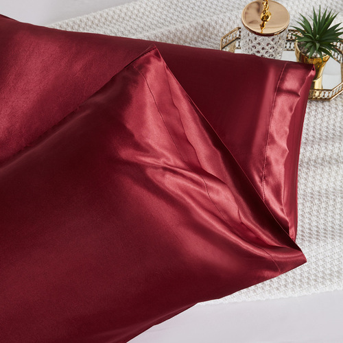 Pure Color Simulated Silk Pillowcase Pillowcase Color Satin Pillow Cover Envelope Pillow Set of 2