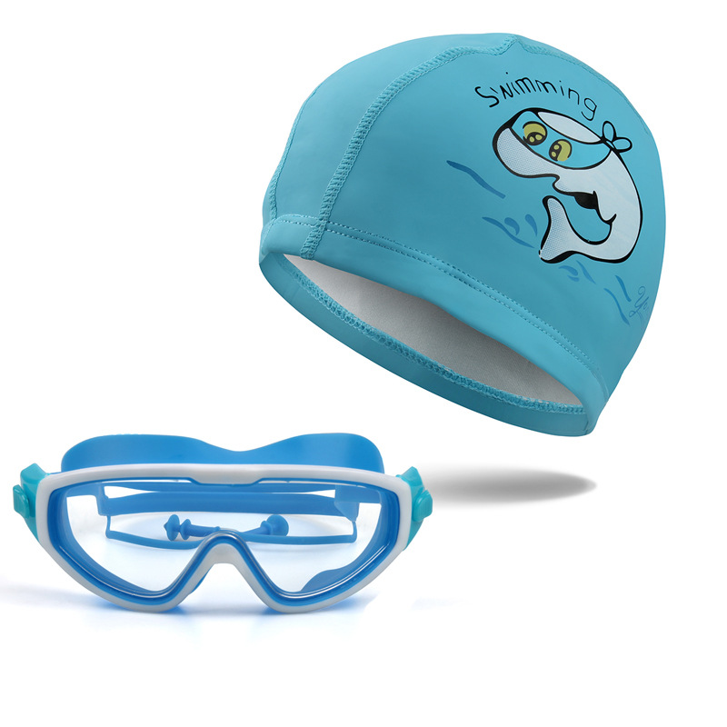 라이트 블루 수영 모자 + 파란색 고글