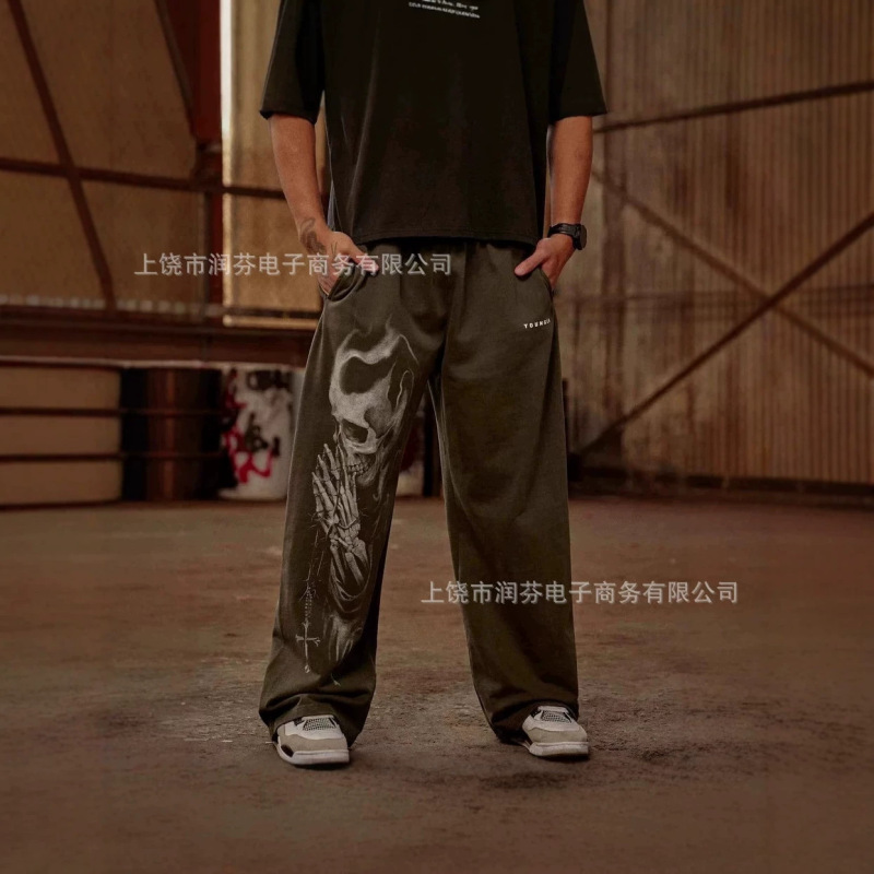 2026 New Cross-Border American-Style 3D Printed Trendy High Street Sweatpants Jogger Sports Casual Straight Loose Wide-Leg Pants