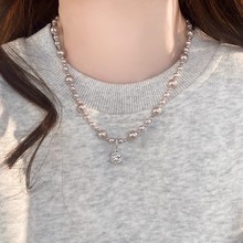 曼塔玫瑰色方糖珍珠项链2025新款爆款卫衣链轻奢高级感小众颈链女