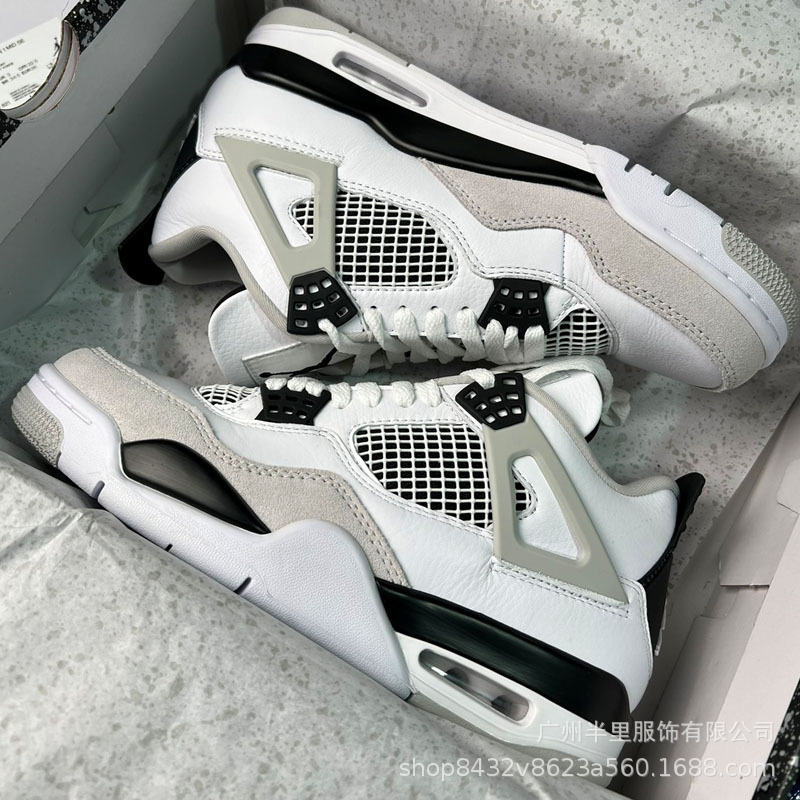 Putian AJ4 zapatos originales puros AJ zapatos de baloncesto zapatillas resistentes al desgaste zapatos deportivos para hombres que aumentan la altura zapatos deportivos para mujeres cemento blanco transfronterizo madre eléctrica.