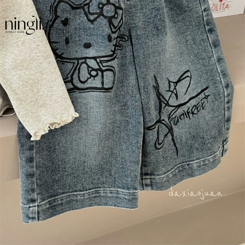 柠里 Jeans, детские штаны, западный стиль, свободный прямой крой, осень