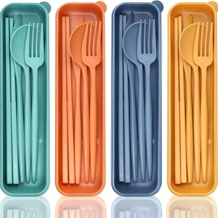 Wheat straw Portuguese tableware set knife fork spoon chopsticks student travel camping cross-border tableware suit