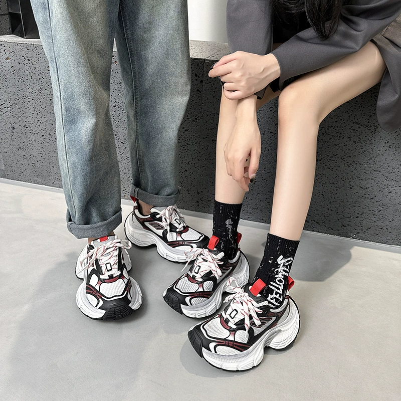10XL женская обувь для папы на толстой подошве, новинка осени 2024 года, универсальная легкая нескользящая повседневная спортивная обувь в корейском стиле для пар, тренд