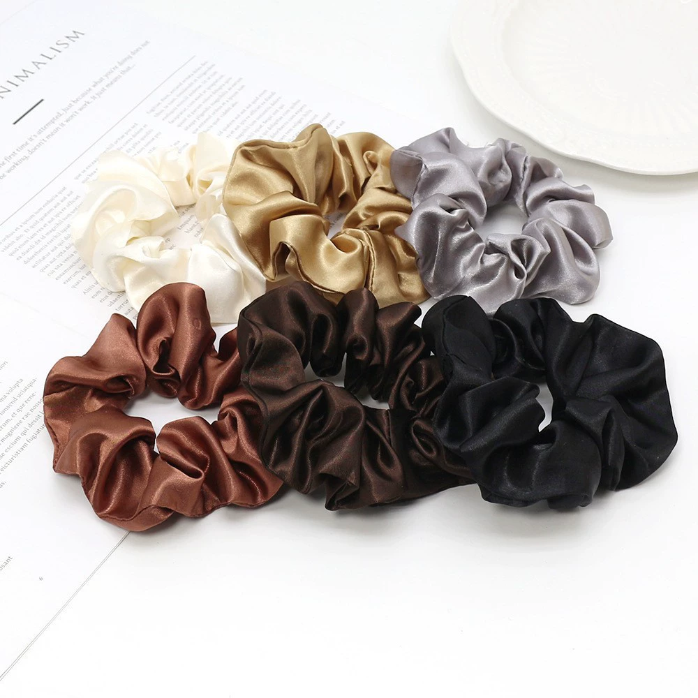 Hair Scrunchie Set, European Style, Satin Fabric, Simple Elegant Design, 6-Color Options