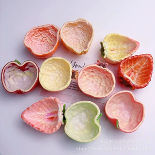 创意食玩水果碗diy钥匙扣挂件微缩超市摆件树脂配饰苹果草莓碗批