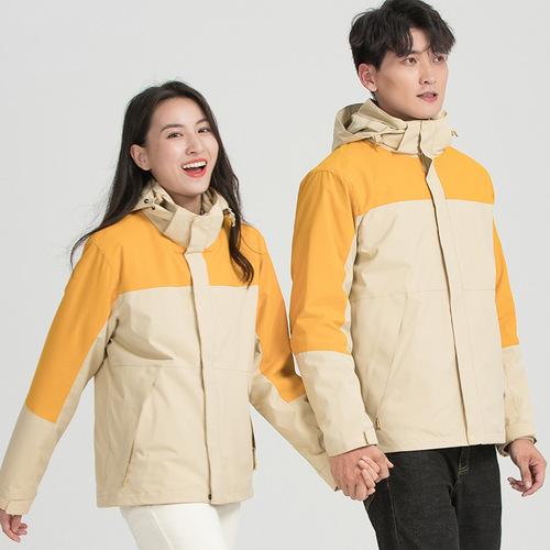 New three-in-one jacket men's hiking camping waterproof casual two-piece set women's jacket jacket custom LOGO