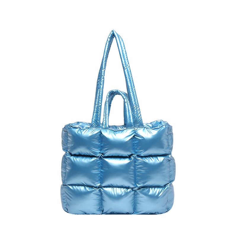 2024 estilo de invierno transfronterizo de nueve palacios chaqueta de algodón espacial suave de algodón de plumón bolso de hombro de mano bolso de mujer de algodón relleno