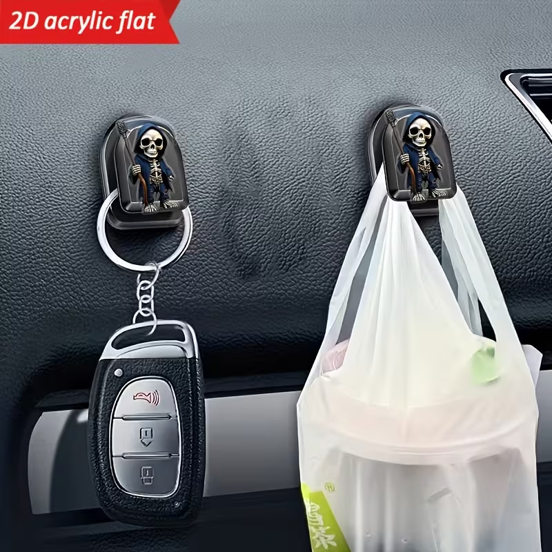 Cross-Border Acrylic 2D Flat Surface with Sickle and Skull Pattern Combination Multifunctional Adhesive Car Storage Organizer