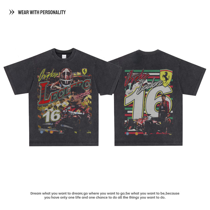 Charles Leclerc Leclerc F1 Racer Printed American Long and Short Sleeve T-Shirt